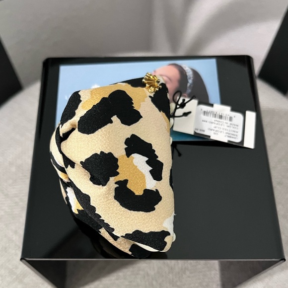 🍁ON SALE🍂LELE SADOUGHI NWT AUTHENTIC LEOPARD SIMONE KNOTTED SILK HAIR CLAW CLIP - Picture 4 of 14